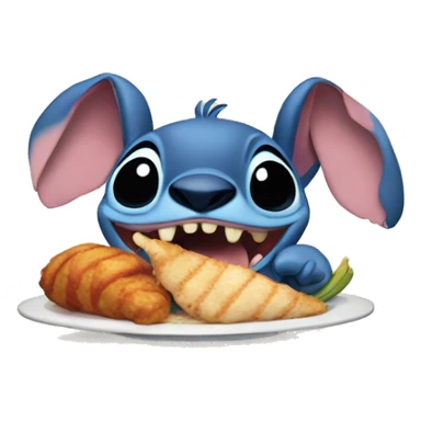 Stitch from lilo and stitch eating chicken sticker