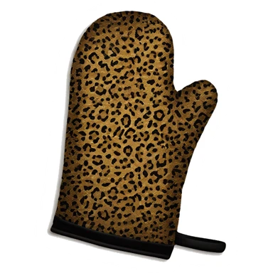 Realistic leopard print glitter oven mitt isolated  sticker