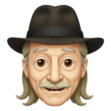 Jewish elderly man emoji with long hair on the sides and jewish hat, long big nose and crooked teeth sticker