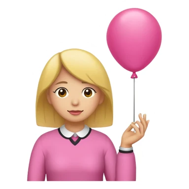 chica rosa pensando con globo de pensamiento sticker
