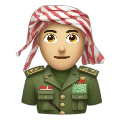 man masked using the red and white the Saudi Arabic shemagh and wearing military clothing sticker