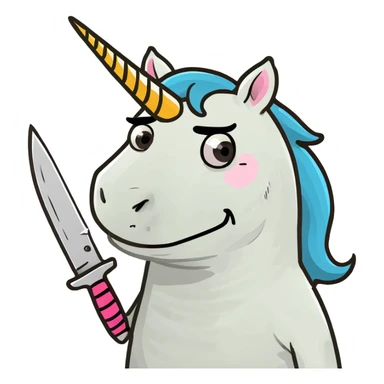 Unicorn with a knife sticker