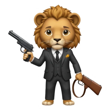 lion  gangster  with gun  sticker