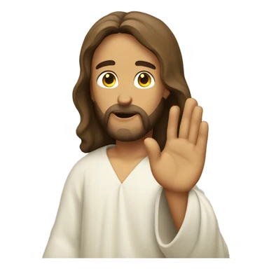 jesus listening with hand cupping ear sticker