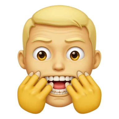 Emoji biting teeths together, while biting his nails sticker