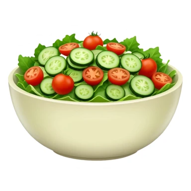 A bowl of salad emoji in the style of Apple emoji with a window. sticker