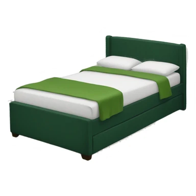 A double bed with dark green bedding  sticker