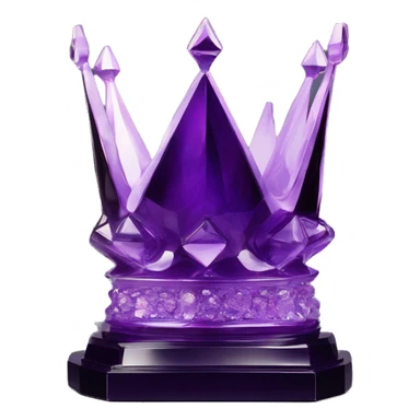 High gloss plastic sculpture crown with a geometric faceted design. The crown is sparkling and standing upright on a base with angular and baroque features. The vibrant midtone subtlety of dark purples highlights the sharp edges and planes.  sticker
