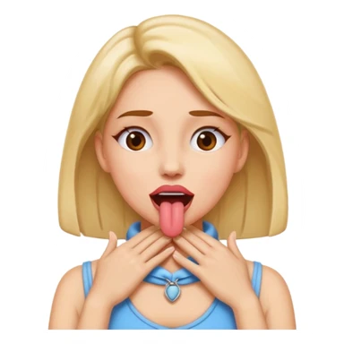 A woman  with hands on her neck and tongue out sticker