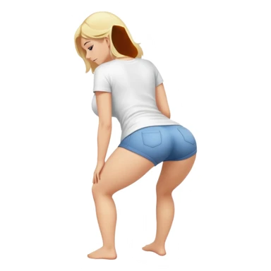 fullbody busty blonde woman cartoon emoji style bending over back view SFW no nudity sticker
