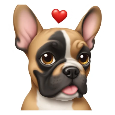 Black and tan frenchie dog holding heart  sticker