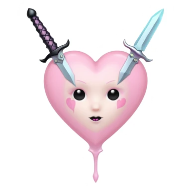 pastel goth heart with pastel dagger sticker