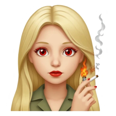 A girl with long blonde hair smoking marijuana with red eyes  sticker