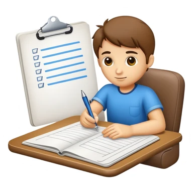 vcrie um emoji de uma pessoa focada nos objetivos,metas e trabalho a fazer no seu plano de ferias sticker