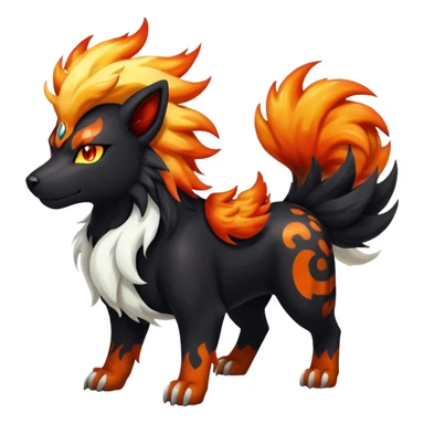 Shiny Exotic Gothic Rapidash-Houndoom-Arcanine-Pokémon-Fakémon-hybrid-creature sticker