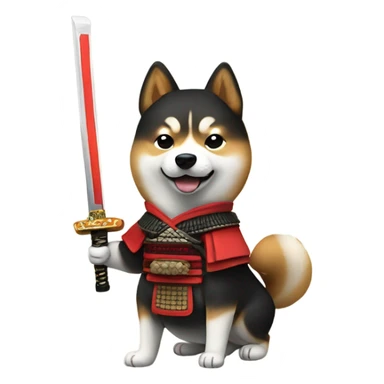 Shiba inu with samurai sword sticker