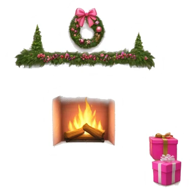 White brick fireplace with pink Christmas decor sticker