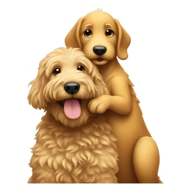 dino hugging a goldendoodle sticker