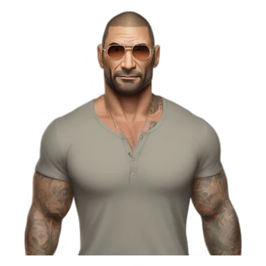 actor dave bautista cartoon wearing henley  sticker