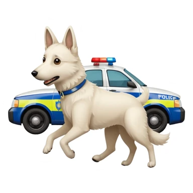 White belgian Shepard Fleeing from police car sticker