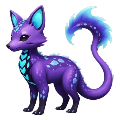 Rare realistic dark-purple indigo violet nebulae shiny sparkly dark-neon glowing bioluminescent edgy badass epic pretty beautiful handsome gorgeous aesthetic colorful vibrant Vernid-Trico-species-Fakemon-creature by LiLaiRa, 4 legs, 1 tail, random markings, (full body) sticker