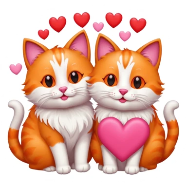 two happy cats in love surrounded by hearts sticker