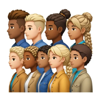 A line of people in profile, one behind the other sticker