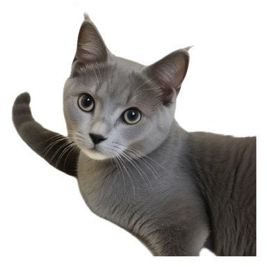 Серая кошка с белой грудкой и слегка рваным правым ушком sticker