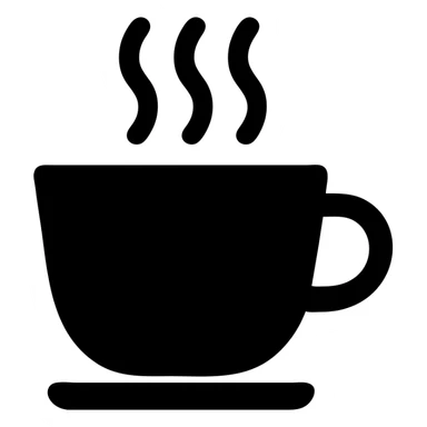 solid black filled icon of a coffee cup, no outline, minimal detail sticker