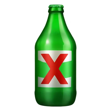 beer bottle green with 2 Red X's on front sticker