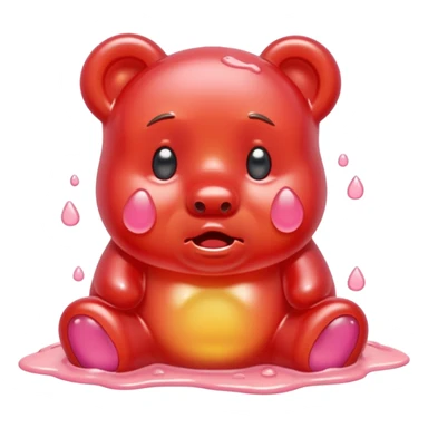 Crying blush Gummy bear melting into ground sticker