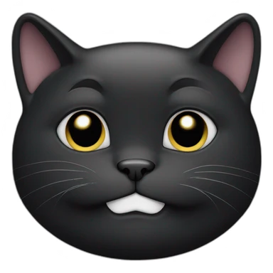 Fat black cat with chubby cheeks and white smiling eyes sticker