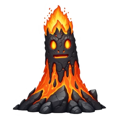 a mystical fast lava creature without arms with molten lava on its head and some rocky shoulders sticker