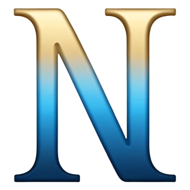 Bold Black-Blue-White-Gold Font Letter “N” sticker
