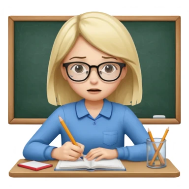 girl doing homework looking stressed sticker