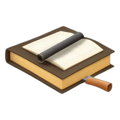 isometric thick BOOK with picture of wood, welder, leather, tools sticker