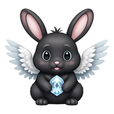 Black bunny with wings and with white cristal sticker