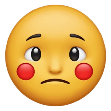 If you are familiar with the Melting Face Emoji, the round yellow face, with no define facial features, generate an emoji with that face but sad. Also, the face should be leaning against a red brick wall, with one cheek touching it, so this wall should be in perspective to understand the composition sticker