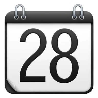 calendar with number 28 bold black numbers sticker