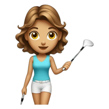 Golf swing beautiful girl head brown in the beach  sticker