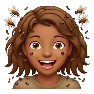 Fille en caca habillée en caca qui pu et pleure de rire avec des mouches autour sticker