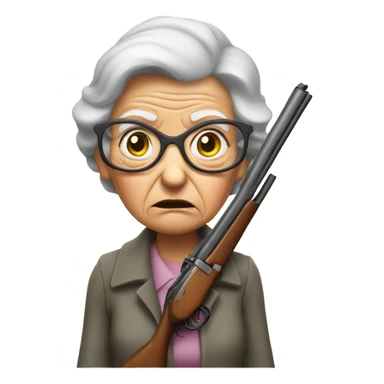 Old lady with shotgun looking angry sticker