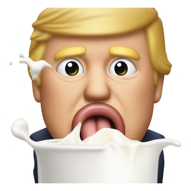 Donald trump drinking milk from a sausage and getting milk all over his face sticker