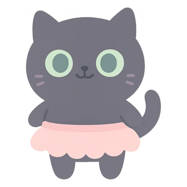 round black cat, green eyes, wearing a tutu, cute style, sweet and lovable sticker