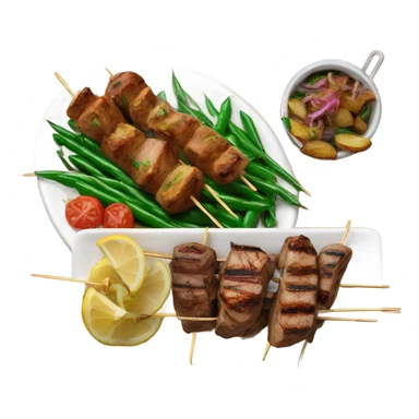 Souvlaki plate with green beans and potatoes  sticker
