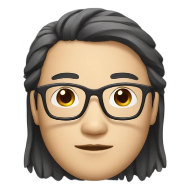 Chinese with glasses and long hair sticker