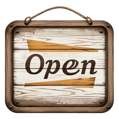 rustic wooden open sign sticker