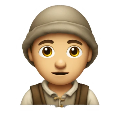 Sad European peasant child in pants sticker