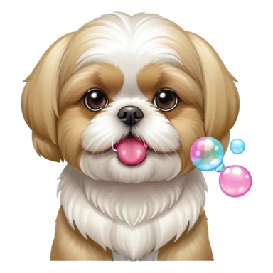 Blonde Shih tzu blowing bubble gum bubbles sticker