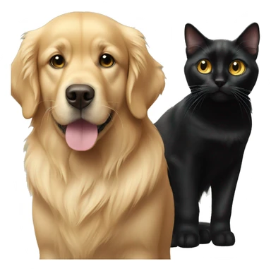 Golden retriever and black cat  sticker